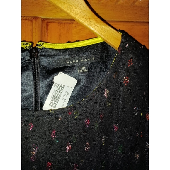 Alex Marie Cassidy Dot Chiffon Assymetric Dress - Picture 9 of 14